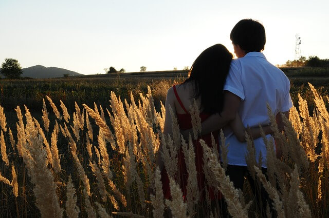 couple in a field.