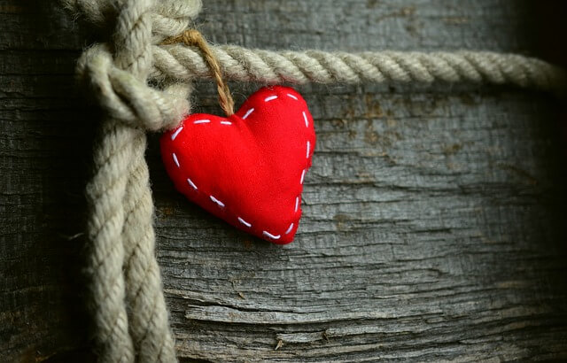 heart tied to a rope.