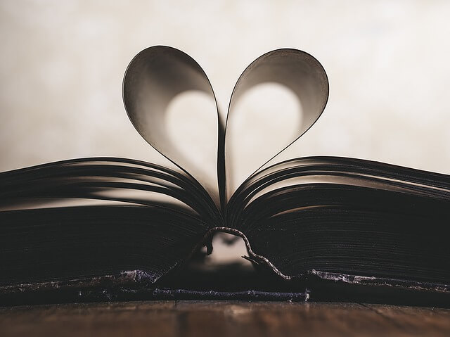 heart shaped book pages.